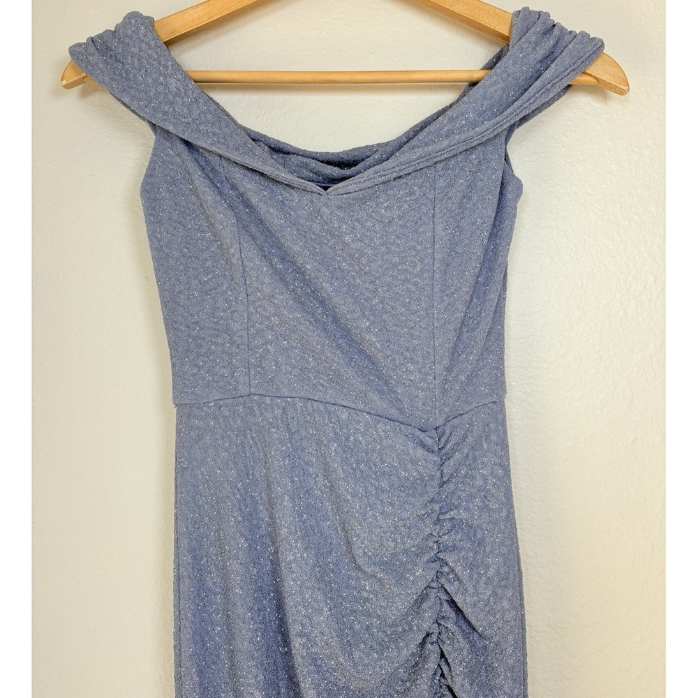 NWT Windsor Off Shoulder Glitter Maxi Column Dress Purple Old Hollywood Glam XS - Picture 5 of 12